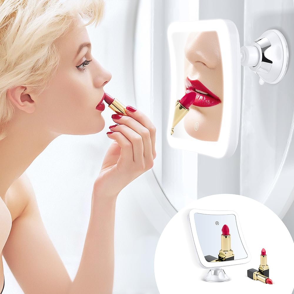 MIYADIVA 20X Magnifying Mirror with Light, Lighted Makeup Mirror with Magnification,180 Rotation Vanity Mirror, Magnifying Mirror Suction Cup, Rechargeable Travel Mirror