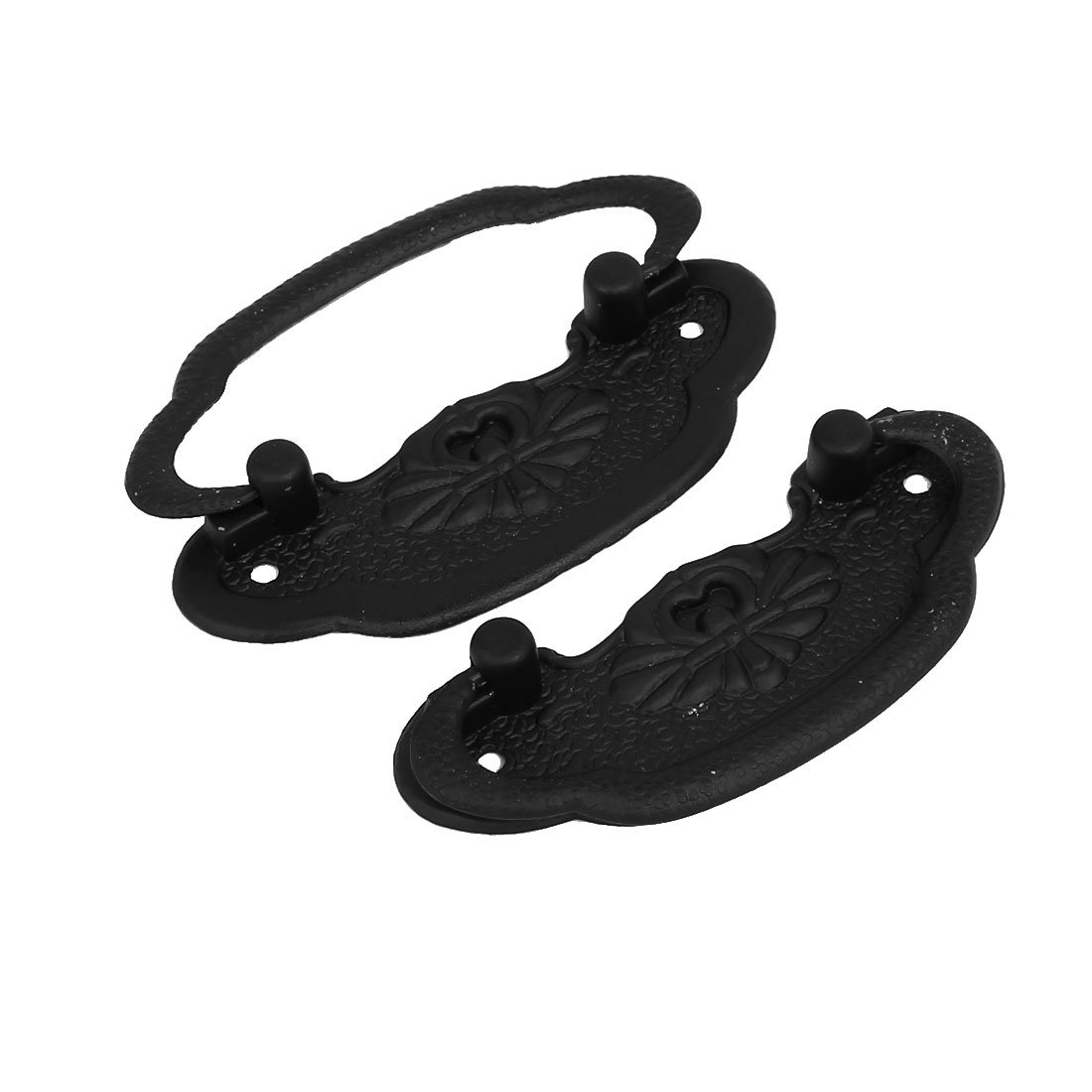 Sourcingmap Cabinet Closet 76mmx30mmx10mm Vintage Style Metal Pull Handles Knob Black 2pcs