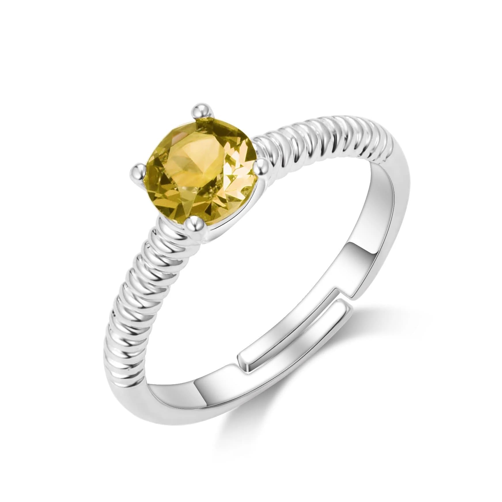 Philip Jones Yellow Adjustable Crystal Ring Created with Zircondia® Crystals