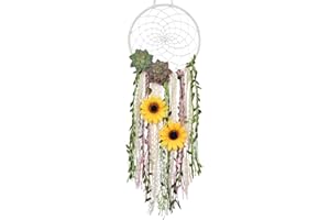DRCOR DREAMING DECOR DrCor Sunflower Dream Catcher Bedroom Nursery Boho Floral Handmade Greenery Wall Hanging Decor for Party Office Teens Girls Kids Room Decor
