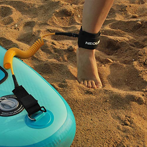Neolife Coiled Premium Surfboard Leash,Stand Up Paddle Board Leash Ankle Strap Leg Rope with Double Stainless Steel Swivels for Longboard Snowboard Sup Leashes(6Ft Yellow