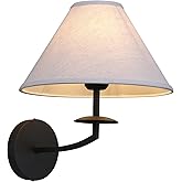 PERMO Vintage Antique Wall Sconce Black Linen Sconce wiht 11" Tapered Shade Hardwired Sconces Indoor Wall Lights for Living R