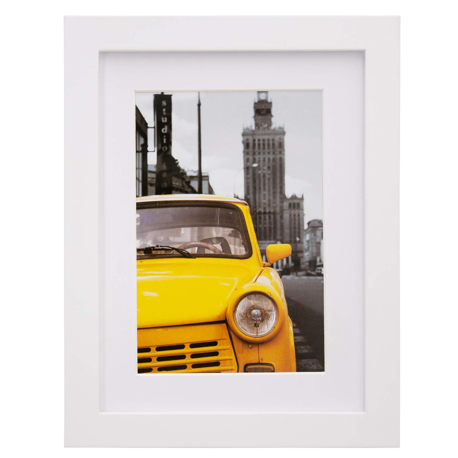 EGOFINE 8x6 Photo Frames - Wooden Frames Matted for 4x6,Solid Wood Picture Frames for Table Top and Wall Mounting,White