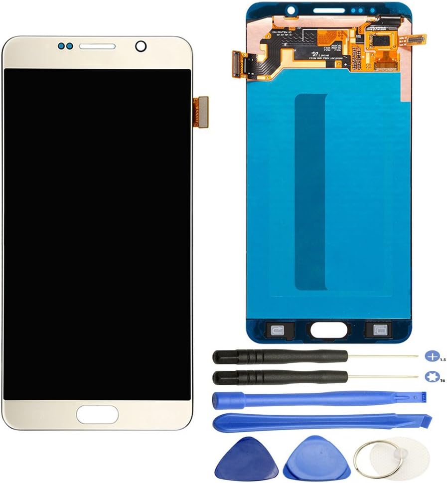 Comfine Screen Replacement for Samsung Galaxy Note 5 LCD Display Screen + Touch Digitizer Full Assembly, Compatible with N920T N920V N920P, Super AMOLED, Repair Tools Included,(Gold)
