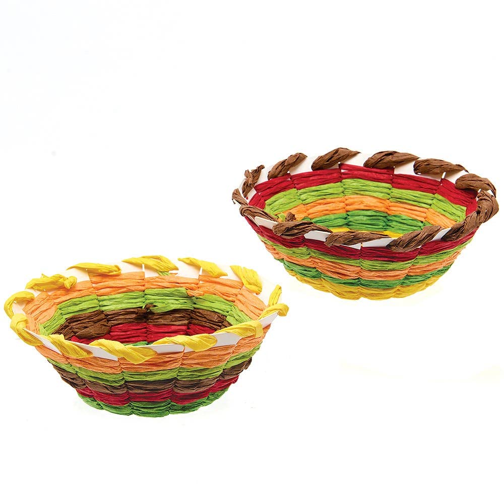 Baker Ross FX142 Autumn Weaving Basket Kits - Pack of 4, Sewing for Beginners, Kids Craft Kit, Make Your Own Small Baskets for Gifts