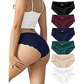 TDONE Womens Underwear Seamless No Show Soft Panties Full Coverage Wave Edge Hipster Panties Cheeky Briefs 6 Pack