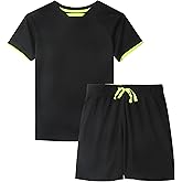 DaniChins Boys Loose Athletic Short-Sleeve Shirt and Active Mesh Shorts Set