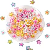 MSCFTFB 50 Pieces 3/4inch 5 Petals Flower Resin Charms Plastic Cabochons Flatback Beads for Jewelry Making Cardmaking Embellishments Hair Accessories