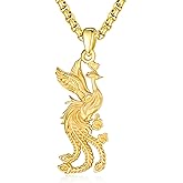 Zhi Kexin Phoenix Necklace Sterling Silver 24K Gold Plated Nirvana Phoenix Bird Pendant Jewelry Gift for Women
