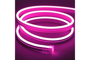 Meijiajia LED Neon Strip Lights, Pink 12V/16.4ft, Flexible Diffuser, Cuttable & Bendable Waterproof Silicon, for Sign Custom, Decor & Mood Lighting. [Power Adapter not Included]