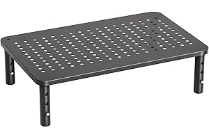 HUANUO Monitor Stand, Monitor Stand Riser 3 Height Adjustable, Monitor Riser with Airflow Vents, Laptop Stand for Desk, Laptop Riser, Desk Organizer for Monitor, 15.6" Laptop, PC, Printer