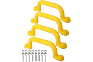 Ymeibe Kids Playground Handles Outdoor Indoor Set of 4 Plastic Nonslip Safety Hand Grips for Playset Climbing Frame Tree Play House 10" (Yellow)
