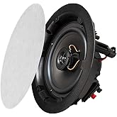 OSD Audio 6.5" in Ceiling Speaker Pair 120W, Trimless Magnetic Grille, Pivoting Tweeter, Paintable Grille ACE600