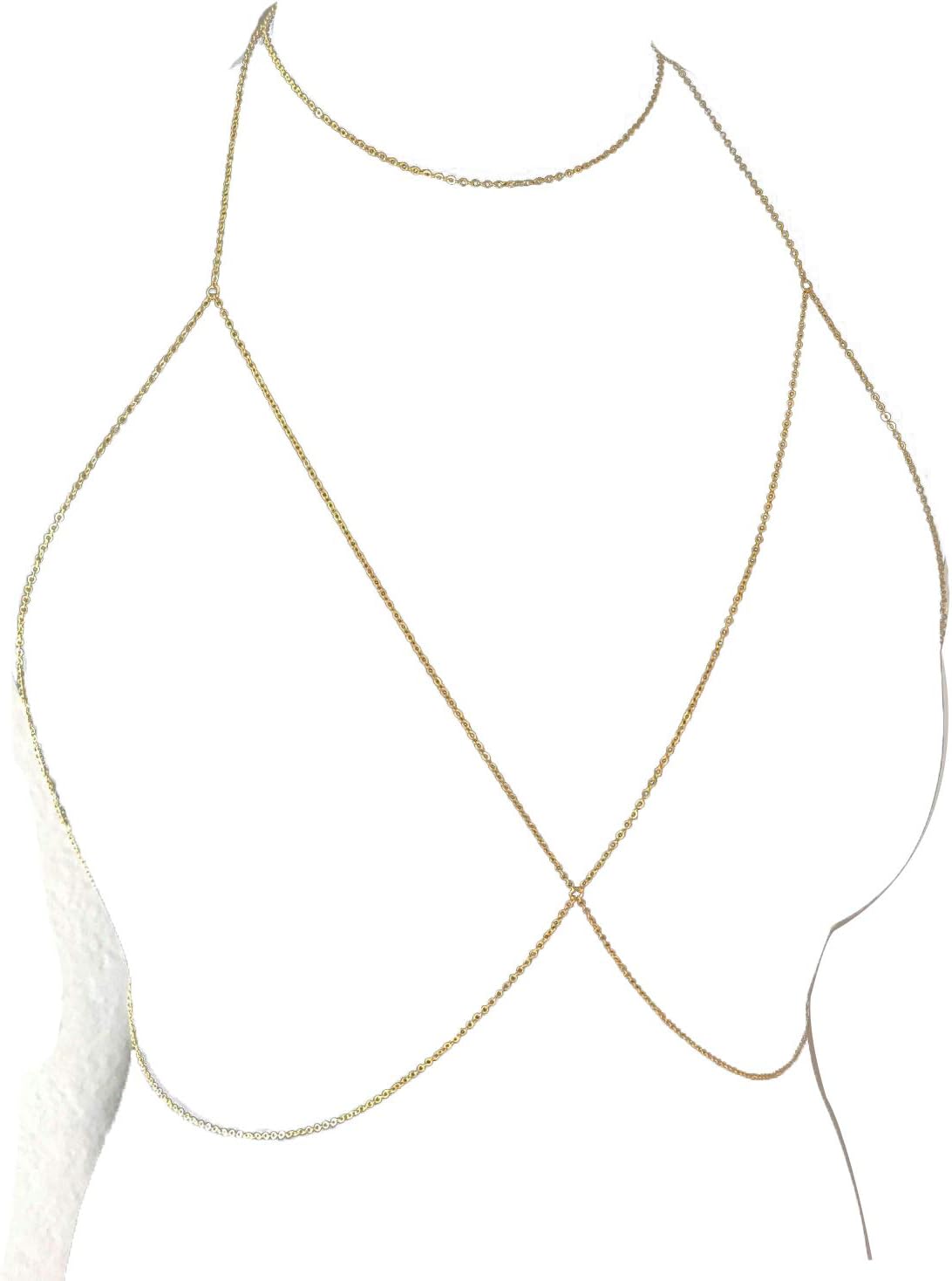 Sexy Sequins Bra Body Chain Bikini Shiny Luxury Harness Necklace Body Jewelry for Wedding Beach Body Accessories (Gold)