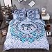 Sandyshow 3PC India Elephant Bedding Full/Queen Bohemia Microfiber Duvet Cover Set, Mandala Design (King, Elephant)