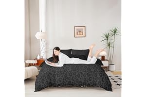 Castle Fairy African Cheetah Wildlife Duvet Cover Queen Size Gray Wild Animal Skin Print Comforter Cover with 2 Pillowcases for Teens Adults Leopard Print Bedding Set,No Comforter