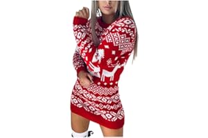 Christmas Sweater Dresses for Women Sweatshirts Vintage Crewneck Cute Plus Size Funny Tops Ugly Holiday Santa Tacky Dress