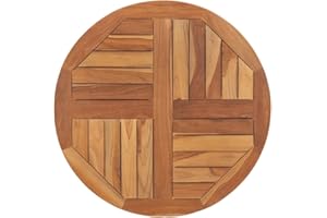 vidaXL Solid Teak Wood Round Table Top - 27.6" Diameter Proof - Smooth Fine Sanded Finish - Durable for Home and Commercial Settings
