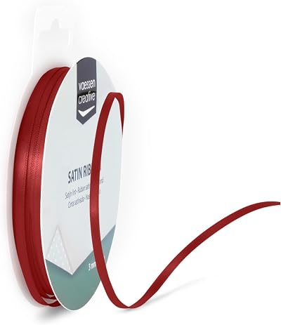 Vaessen Creative Satin Ribbon Red 3mm x 10m Double-Sided Shiny 301002-0009