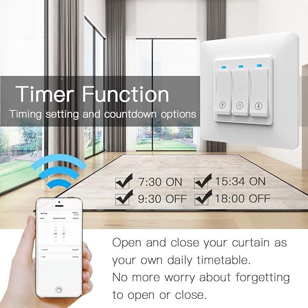 MOES Alexa Interruptor Persianas WiFi Inteligente Para Cortinas Persianas Enrollables y Estores Electrico motor Domotica Compatible con Smart Life Tuya Alexa y Google Home