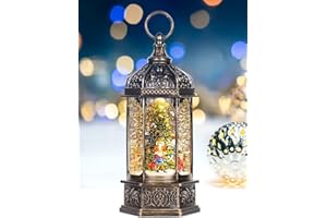 COZY-PAVILION Christmas Snow Globes Musical Lantern with Timer, Nutcracker Figures Rotate with Music, Swirling Glitter Christmas Tree Ornaments for Friends, 12.7''…