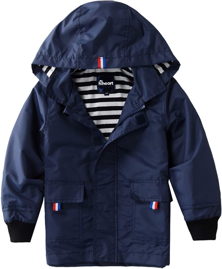 Boys Girls Waterproof Hooded Jackets Cotton Lined Rain Jackets