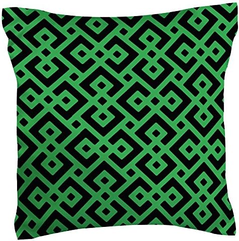 Green Puzzle Black Azetec Maze 18"18" 45cm Polyester Silk Square Throw Pillow Sham