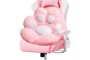DOBUONO Cat Paw Cushion Kawaii Office Desk Chair Cushion Comfy Plush Cat Paw Shape Gaming Chair Cushion Bear Cute Seat Cushion for Girl, Kawaii Room Bedroom Decorate 28"x 24" (Pink)