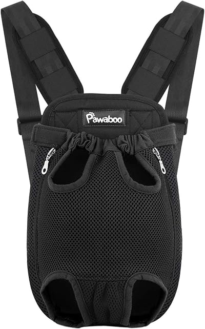 Pawaboo Adjustable Pet Carrier Backpack Front Legs Out for Small Dogs Black