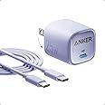 Anker 25W USB C Charger Block, Compact and Foldable, Supports PPS Fast Charging for Galaxy S24/Z Fold/Z Flip/Tab, iPhone, iPad (Mauve)