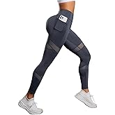 SweatyRocks Women's Mesh Leggings High Waist Tummy Control Butt Lift Yoga Pants with Pockets