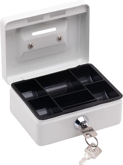 Burg-Wächter Money Box 5012 White Steel Sheet Lockable Key Insert Small