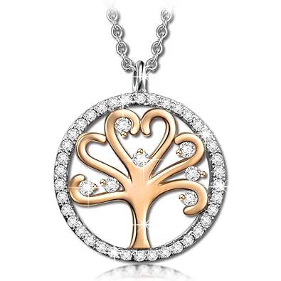 Risultati immagini per Pauline & Morgen "Albero della Vita" Collana Donna-Cristallo Chiaro-Colore Oro Bianco Rosa