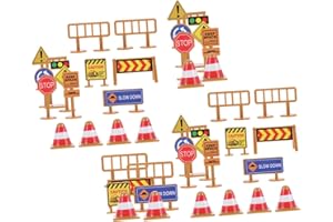 Abaodam 45pcs Traffic Road Signs Realistic Simulation Learning Playset with Miniature Cones Crosswalk Stop