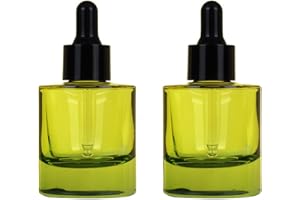 2Pcs 30ML/1OZ Green Glass Dropper Bottles Empty Thick Glass Bottle with Eye Droppers Refillable Glass Dropper Essential Oil B