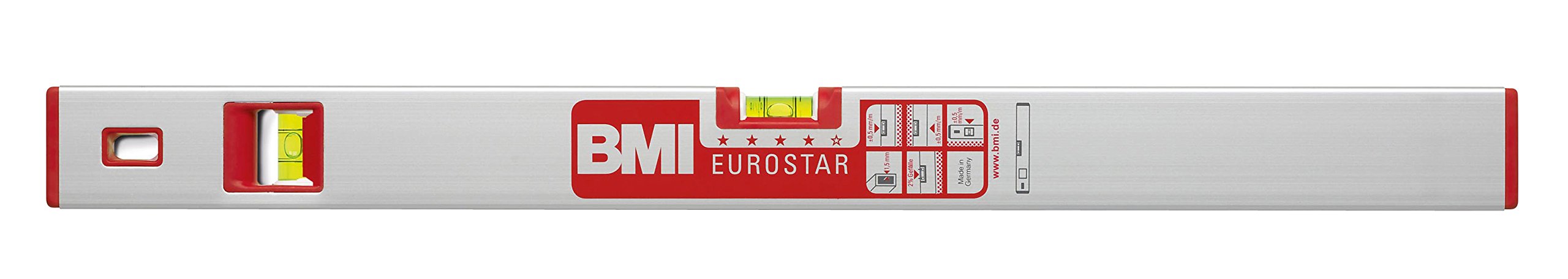 BMI 690040E "Eurostar" Alu-Spirit Level, Silver/Red, 40 cm