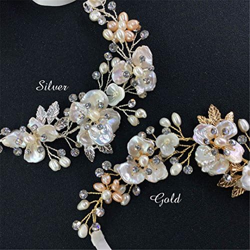 Shell Flower With Freshwater Pearl Wedding Hair Accessories Bridal Headpieces Silver &amp; Gold Color Party Gifts Gold Silver 2pcs