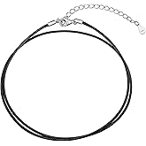 U7 Leather Necklace Cord with Customizable Stainless Steel/Black Clasp, Waterproof Black/Brown Woven Wax Rope Chain for Men Women 1.5/2/3mm, Length 16"-30"