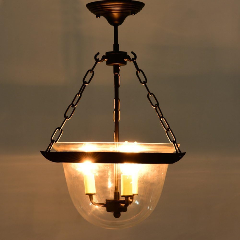 NOCHX Industrial Retro Vintage style Bowl Semi Flush Mount Ceiling Lights 3 Light Glass Mini Urn Pendant use E26/27 Bulb, Black