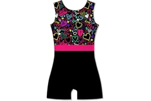 TUONROAD Gir's Gym Leotards with Cover Shorts for 5-10 Years Child Sporting