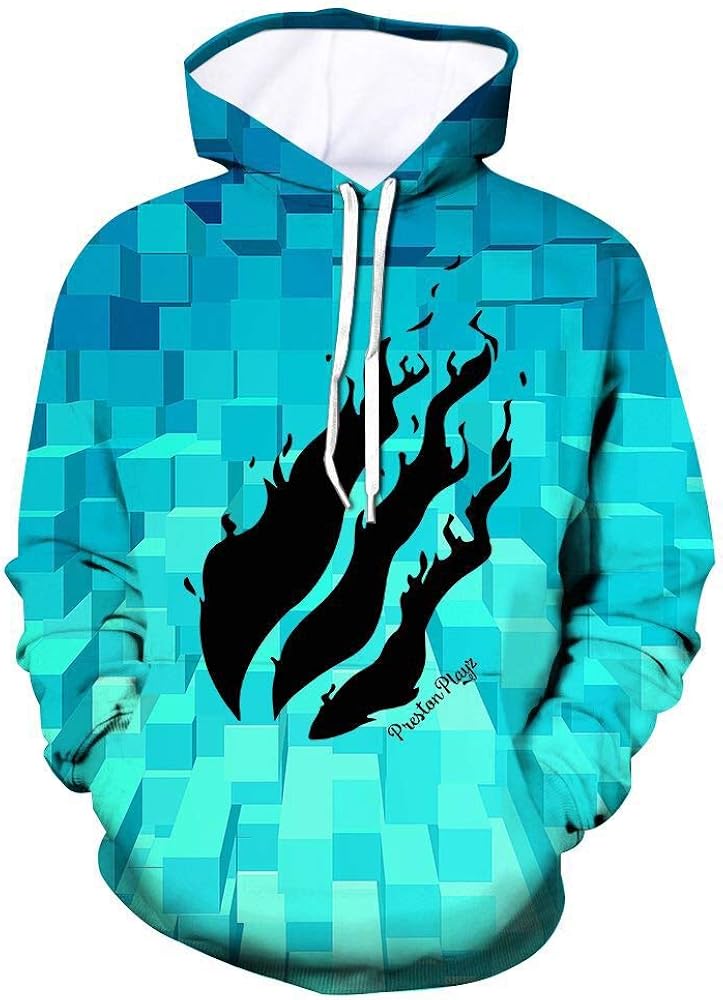 LOSIAN 3D Printed Children's Preston Fire Nation Playz Gamer Flame Pullover Hoodie Sweatshirt for Girls/Teen/Kid's/Boys: Clothing