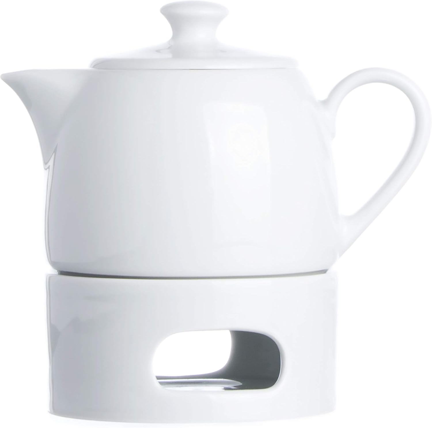 White Porcelain TEAPOT with Candle Warmer (13.5 oz