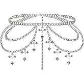 Wloisc Thorn Heart Waist Chain Belt - Punk Gothic Crossover Body Belly Chains Tassel for Women Girl