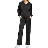 difficort Women's 2 Piece Outfits Sweatsuit Casual Lapel Half Zip Sweatshirts Straight Leg Pants Tracksuit Travel Lounge Set
