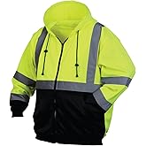 Pyramex Safety RSZH3210XL RSZH32 Series Sweatshirts Hi-Vis Lime Zipper Sweatshirt with Black Bottom- Size Extra Large, Green, RSZH3210XL
