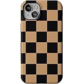 Casely iPhone 14 Case | Fit Check | Black & Brown Checkerboard | Bold Protective Design | MagSafe Compatible Design