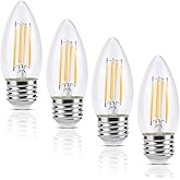 KINUR E26 B11 Candelabra led Light Bulbs 4 Watt (40 Watt Equivalent) LED Chandelier Light Bulbs 2700K Warm White Decorative Candle Light Bulb Ceiling Fan Bulb Non-Dimmable Glows in thedark 4Pack
