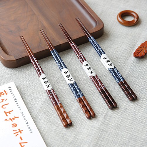 Youmi Japanese Natural Wood Chopstick Set Reusable Classic Style Chopsticks 5 Pairs Gift Set - Thumbnail 6