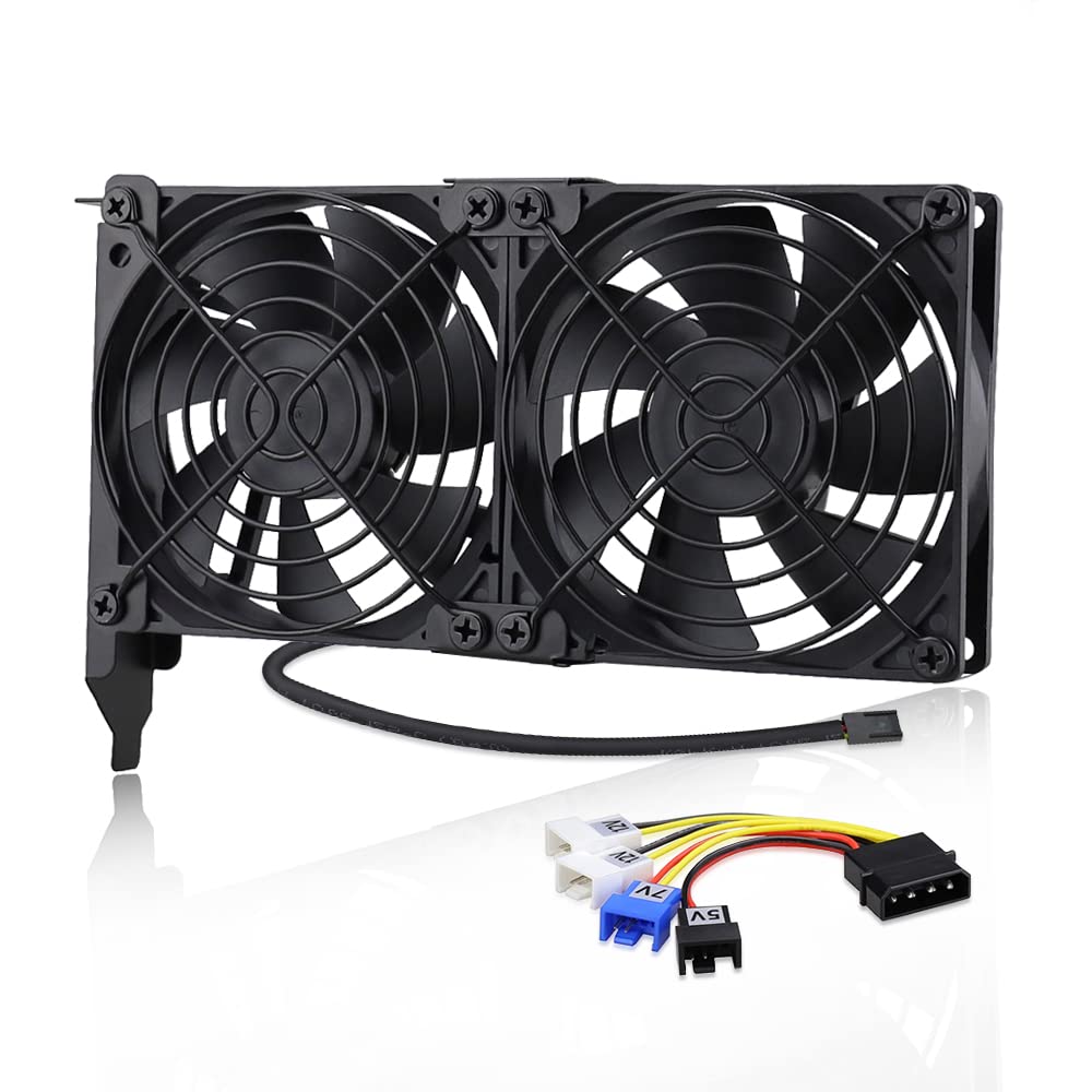 GDSTIME 12V PC Fan 92mm 9225 PCI Graphic Fans GPU Replacement Cooler Double 2 x 1800 RPM 2 x 40 CFM 28dBA for Deaktop Gaming Console Video Cards VGA Computer