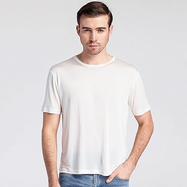 Amazon メンズ シルク クルーネックt 半袖 丸首tシャツ インナーシャツ M L Xl Silk シルク100 メンズ 絹 半袖 下着 涼感 敏感肌 低刺激 通気 抗菌 快適 Xl ホワイト Tシャツ カットソー 通販